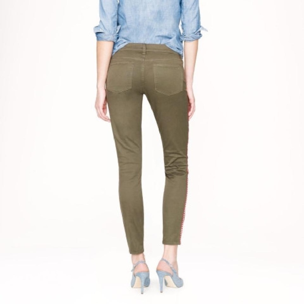 Olive green tooth pink skinny pants, 25 J.Crew